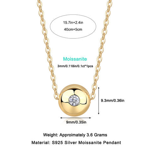 S925 Silver Moissanite Pendant Necklace 40cm Modern Elegant Circulation Design