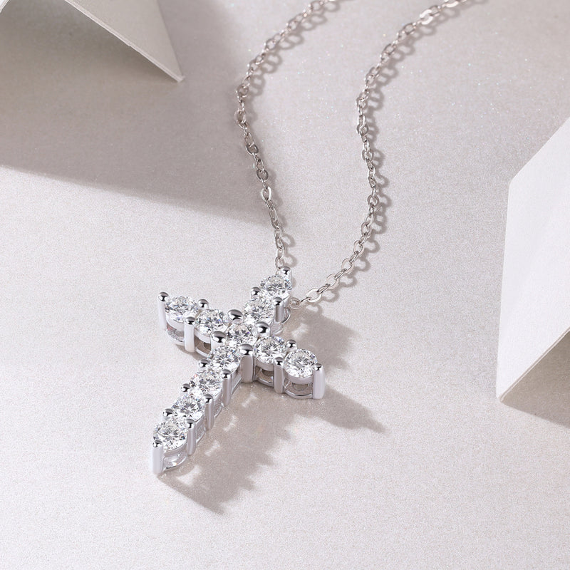 1Faith Luxury Moissanite Cross Pendant Necklace in S925 Silver - Modern Elegant Fine Jewelry - 4