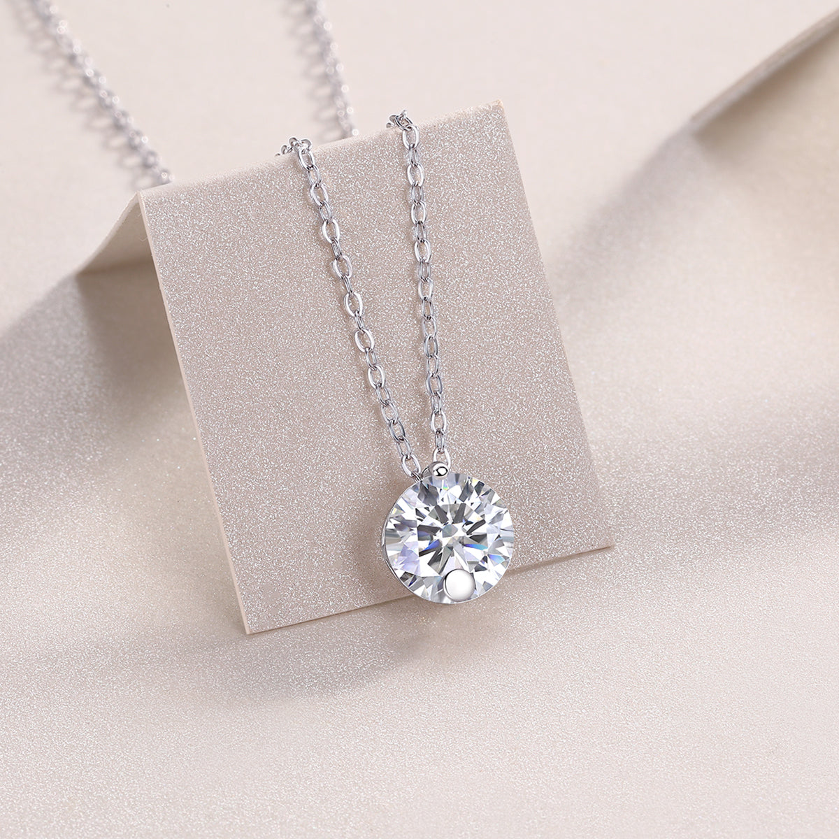 2-Carat Moissanite Pendant Necklace in S925 Sterling Silver with Platinum Plating