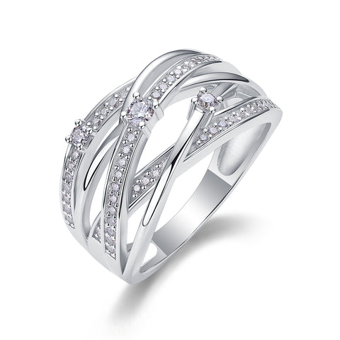 S925 Silver Moissanite Star Ring Modern Layered Band Fine Jewelry