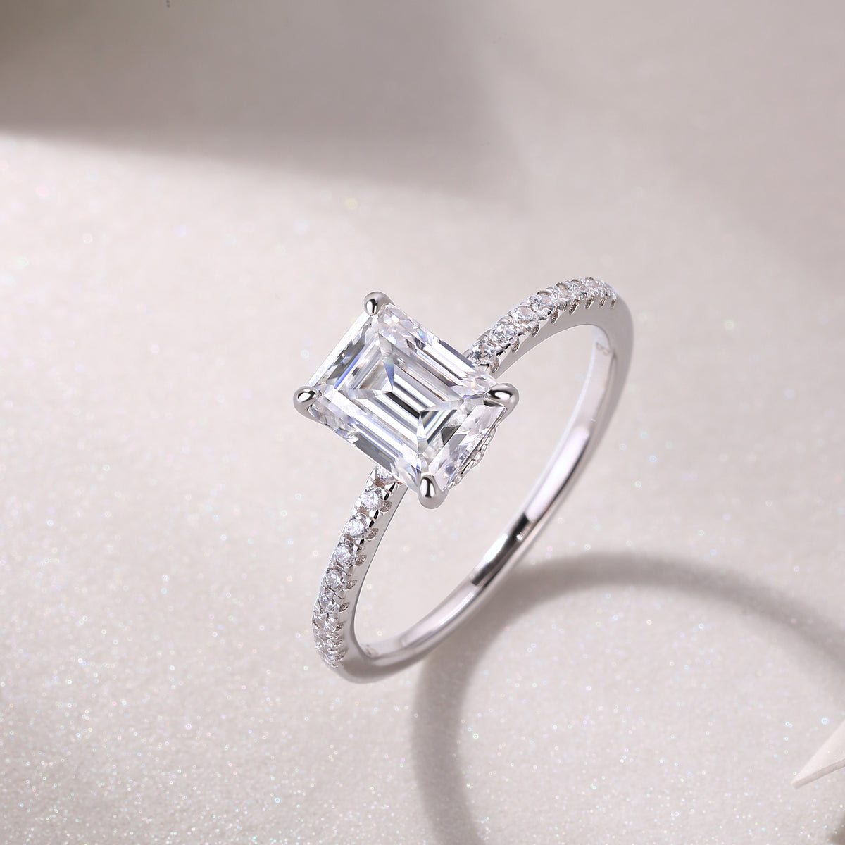 S925 Silver 1Square Moissanite Ring with Octagonal Stone Luxury Fashion