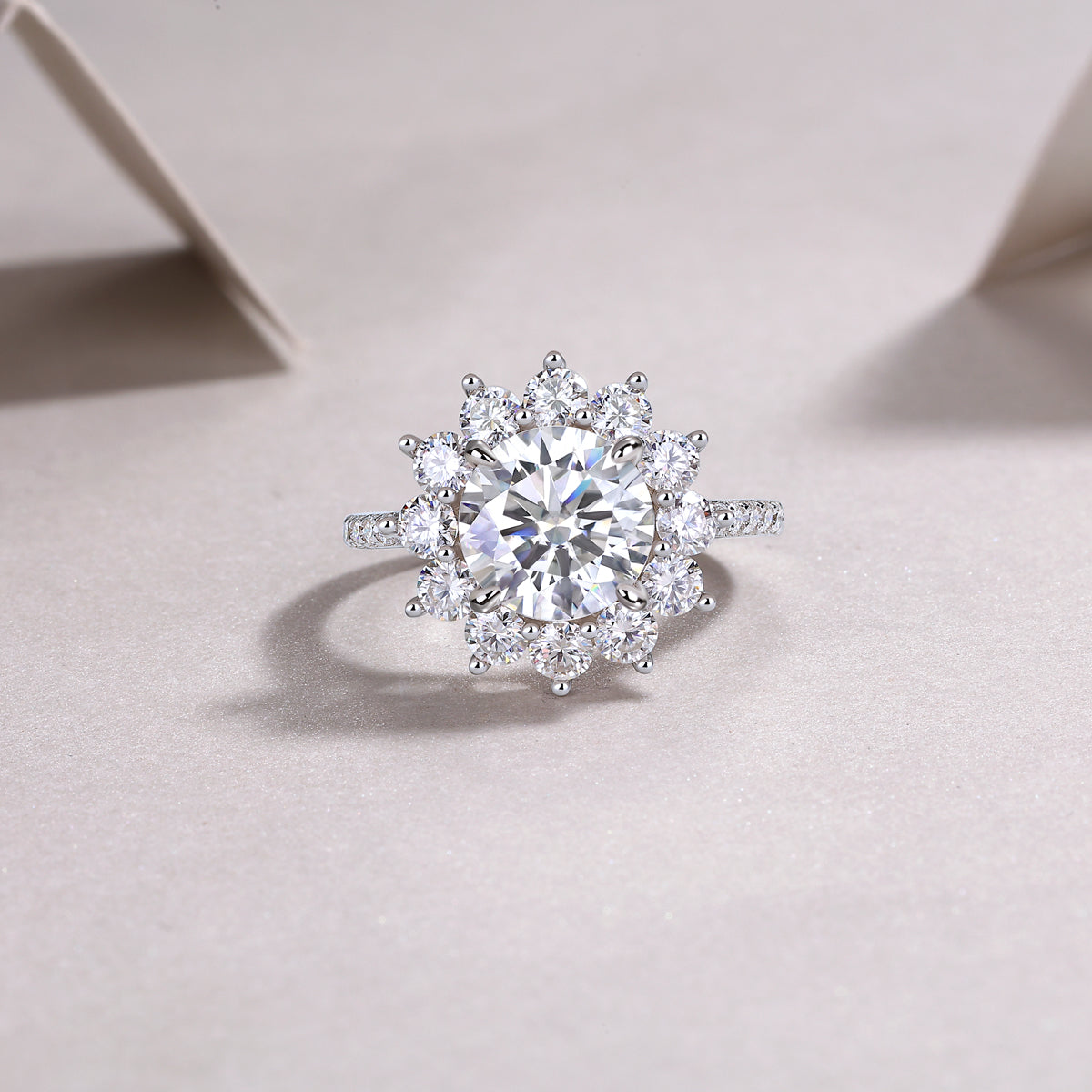 1Sunflower 3-Carat Moissanite Sterling Silver Ring Modern Elegant Fine Jewelry