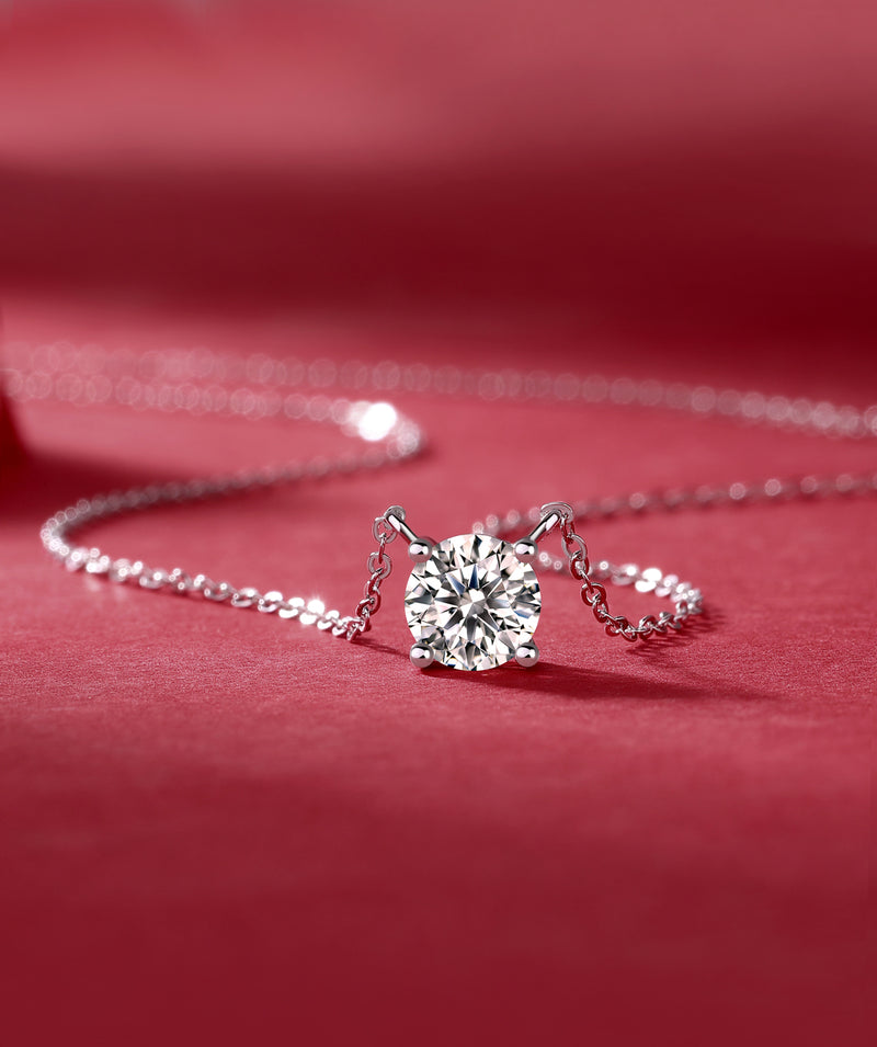 Affordable S925 Sterling Silver Necklace Pendant Set with 1-Carat and 2-Carat Moissanite Diamonds - 4