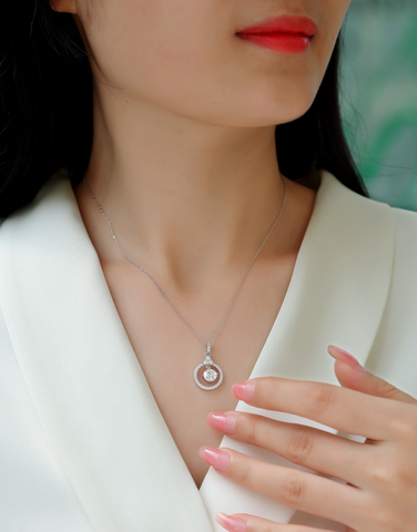 1Love 1-Carat Moissanite Pendant Necklace in S925 Sterling Silver with Platinum Plating