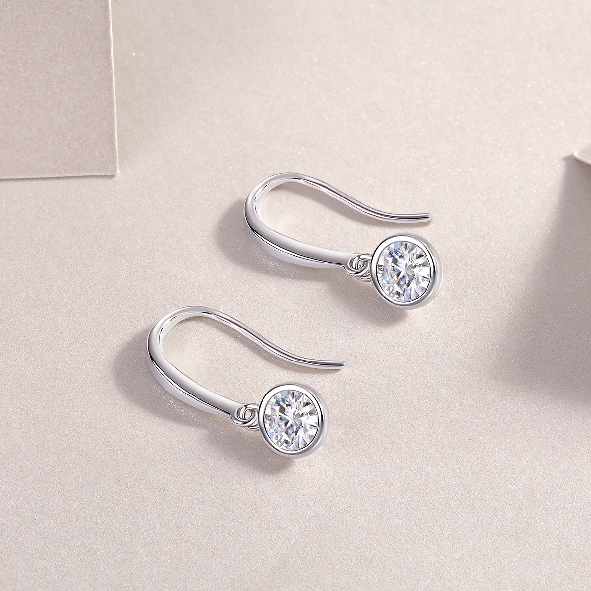 S925 Sterling Silver Moissanite Earrings Set with Platinum-Plated Accents
