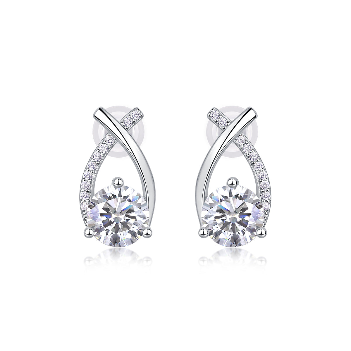 1-Carat Moissanite S925 Silver Stud Earrings Set