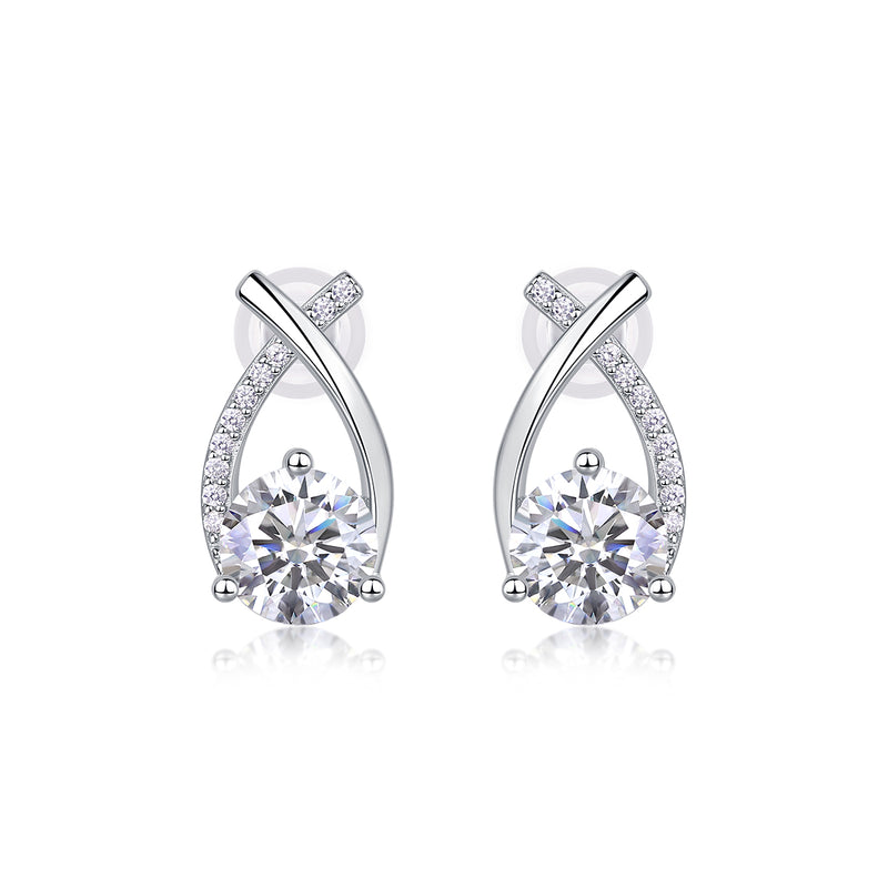 1-Carat Moissanite S925 Silver Stud Earrings Set - 1
