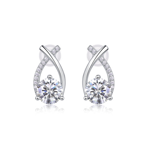 1-Carat Moissanite S925 Silver Stud Earrings Set
