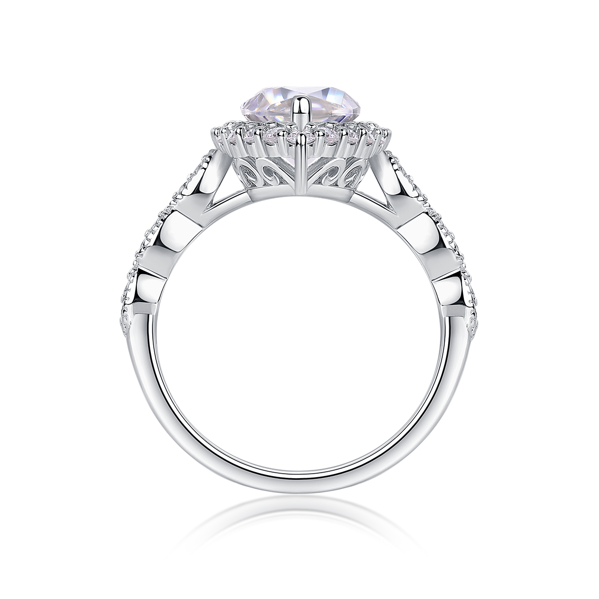 S925 Sterling Silver Moissanite Horse Eye Ring Elegant Fashion Jewelry