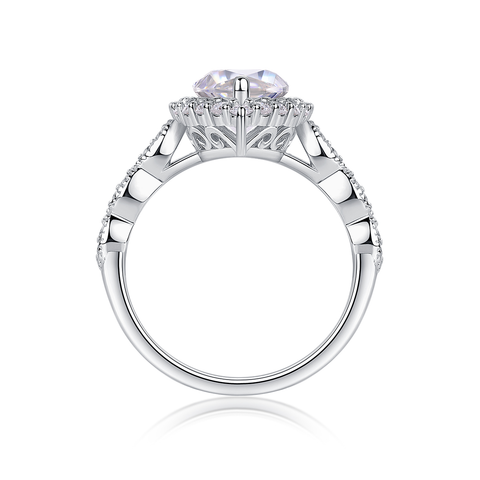 S925 Sterling Silver Moissanite Horse Eye Ring Elegant Fashion Jewelry