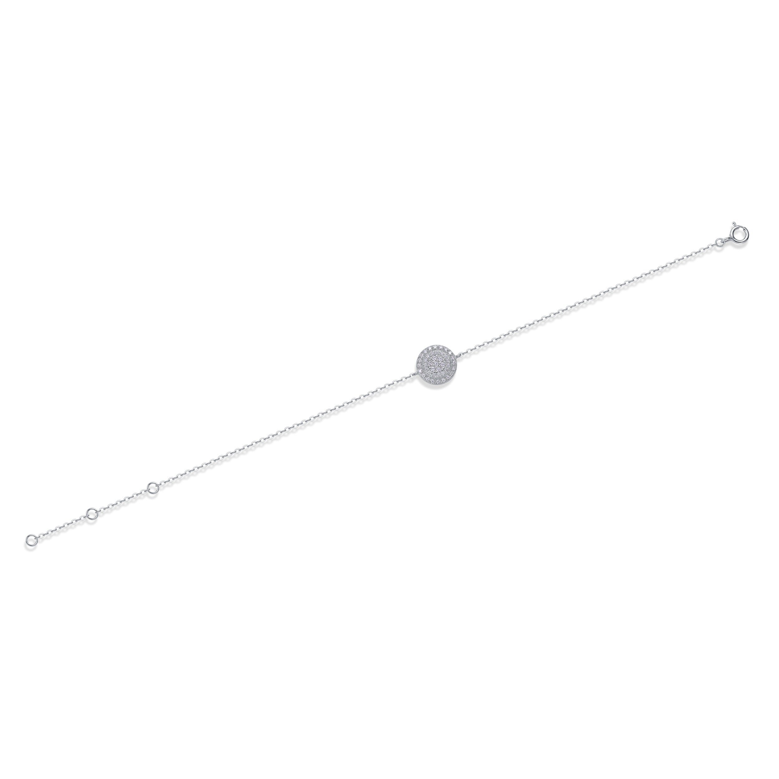 S925 Silver Moissanite Circle Pendant Bracelet Elegant Fine Jewelry