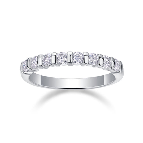 S925 Silver Moissanite Row Band Ring Elegant Modern Fine Jewelry