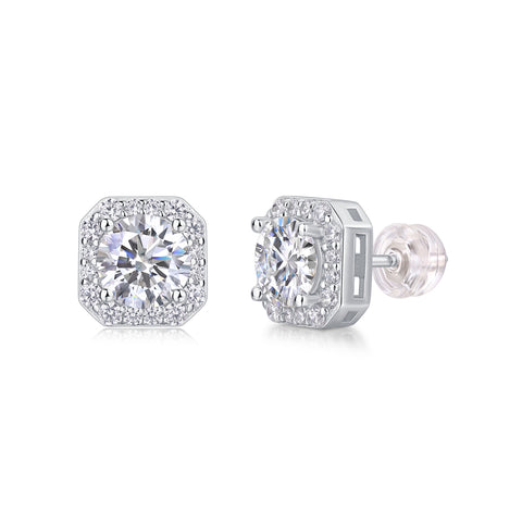 1 Carat Moissanite Stud Earrings in S925 Silver Modern & Elegant Design