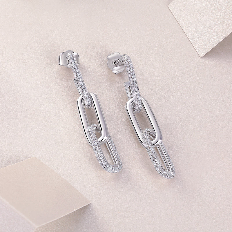 1Chain Luxury Moissanite Sterling Silver Stud Earrings Modern Elegant Design - 4