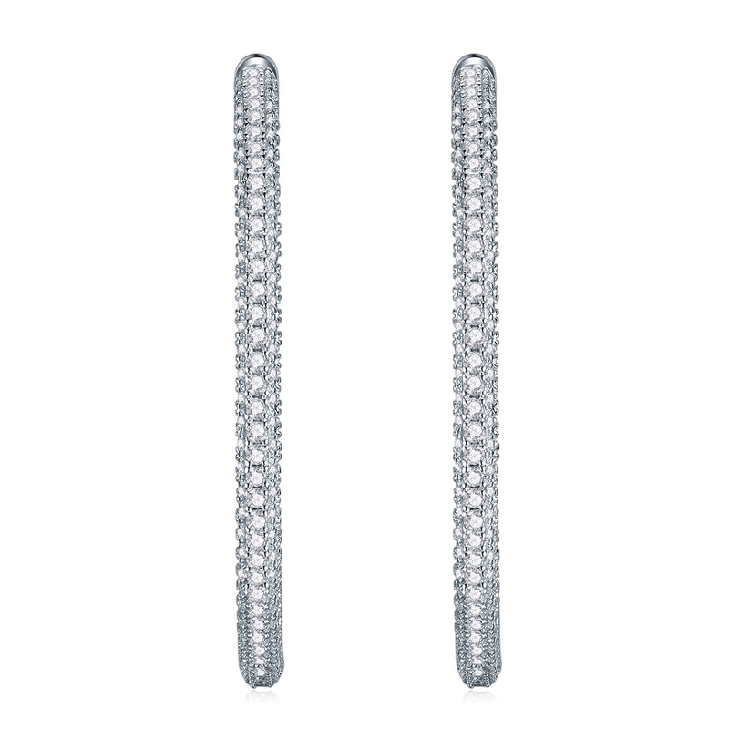 S925 Silver Double Row Moissanite Hoop Earrings - 1