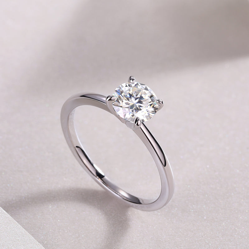 Classic 1 Carat Moissanite Silver Ring Elegant 4 Prong Fine Jewelry - 3