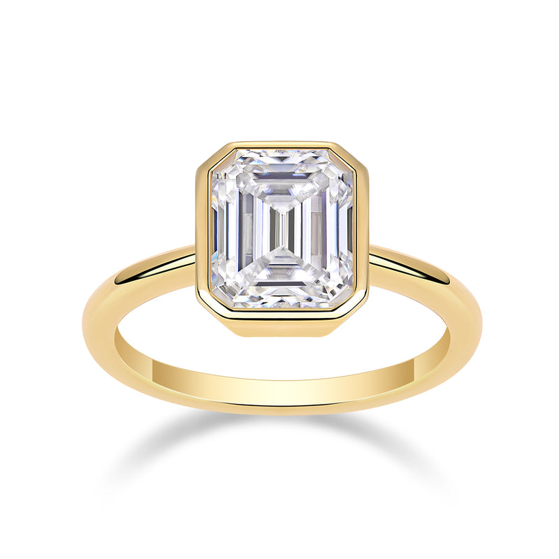 S925 Sterling Silver Moissanite Ring Gold-Plated Octagonal 7x9mm Elegant Fashion Jewelry - 1