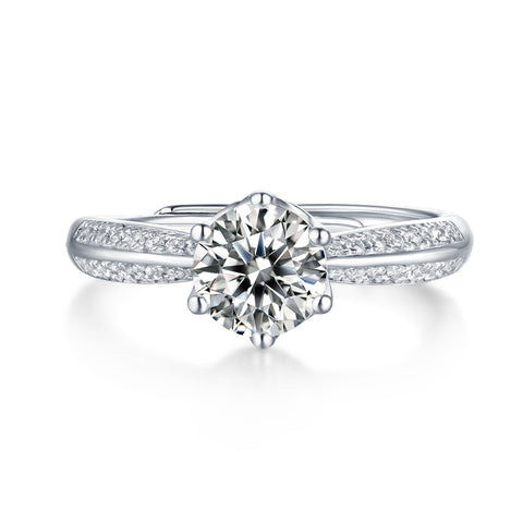 1 Carat Moissanite Diamond Wedding Ring in S925 Silver Elegant Modern Design