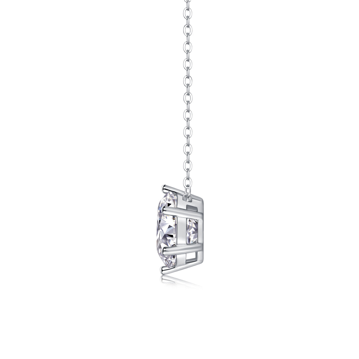 1Afternoon Rose S925 Sterling Silver Moissanite Pendant Necklace with Platinum Plating