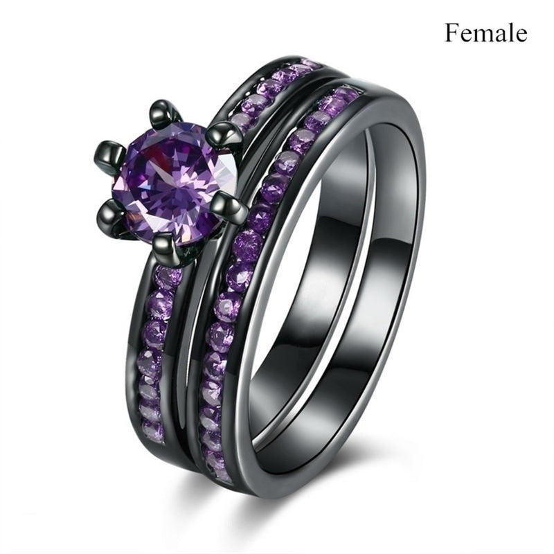 Bold Purple Fashion Ring with Geometric Design - 2