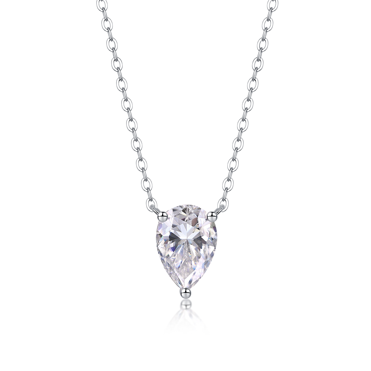 Pear-Shaped Moissanite Pendant Necklace in S925 Sterling Silver