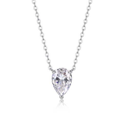 Pear-Shaped Moissanite Pendant Necklace in S925 Sterling Silver
