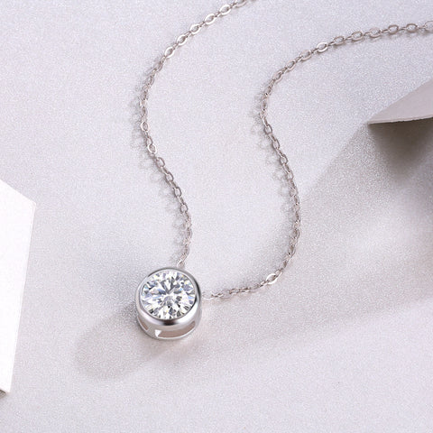 1Purity 1-Carat Moissanite Pendant Necklace in S925 Sterling Silver - Modern & Elegant Fine Jewelry