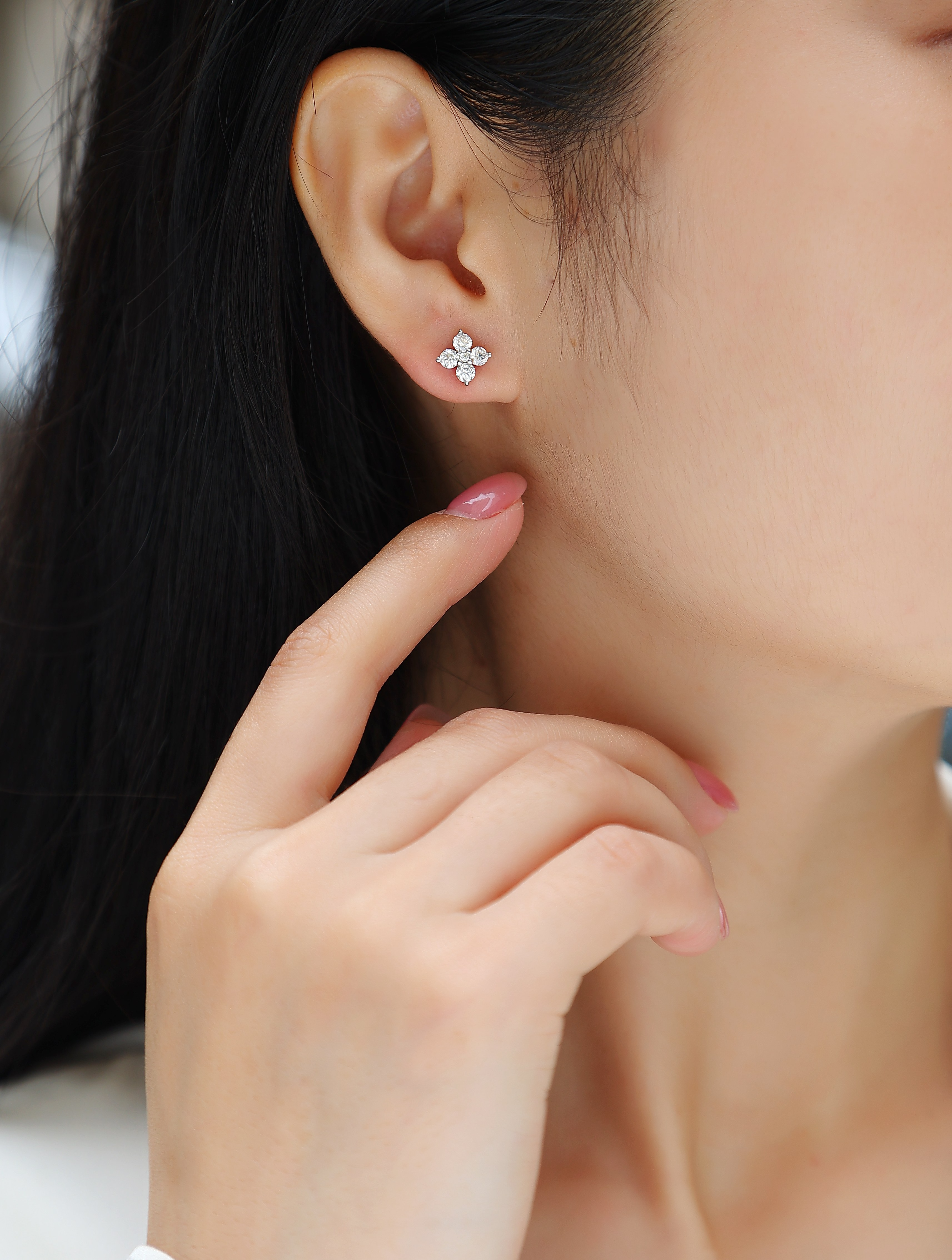 S925 Sterling Silver Moissanite Stud Earrings Fashion Jewelry Set