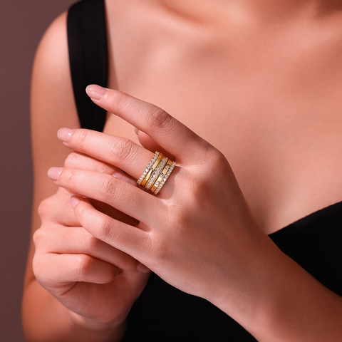 S925 Sterling Silver Gold-Plated Moissanite Ring for Men and Women