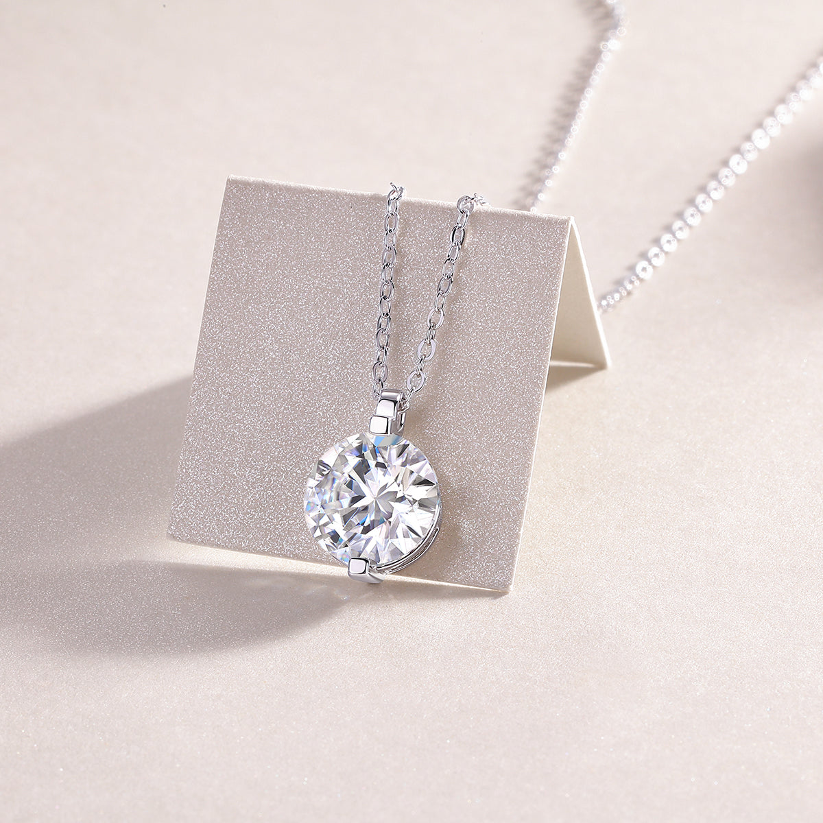 S925 Sterling Silver Moissanite Pendant Necklace with Platinum Plating Minimalist Design