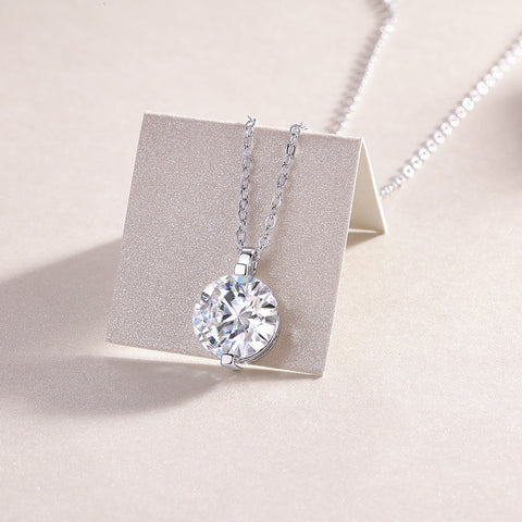 S925 Sterling Silver Moissanite Pendant Necklace with Platinum Plating Minimalist Design