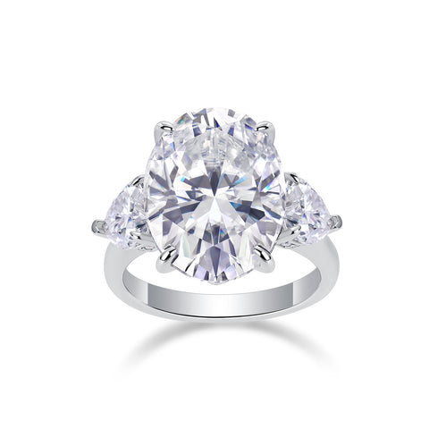 1Soul Resonance Oval Moissanite Ring in S925 Sterling Silver Modern Elegant Fine Jewelry