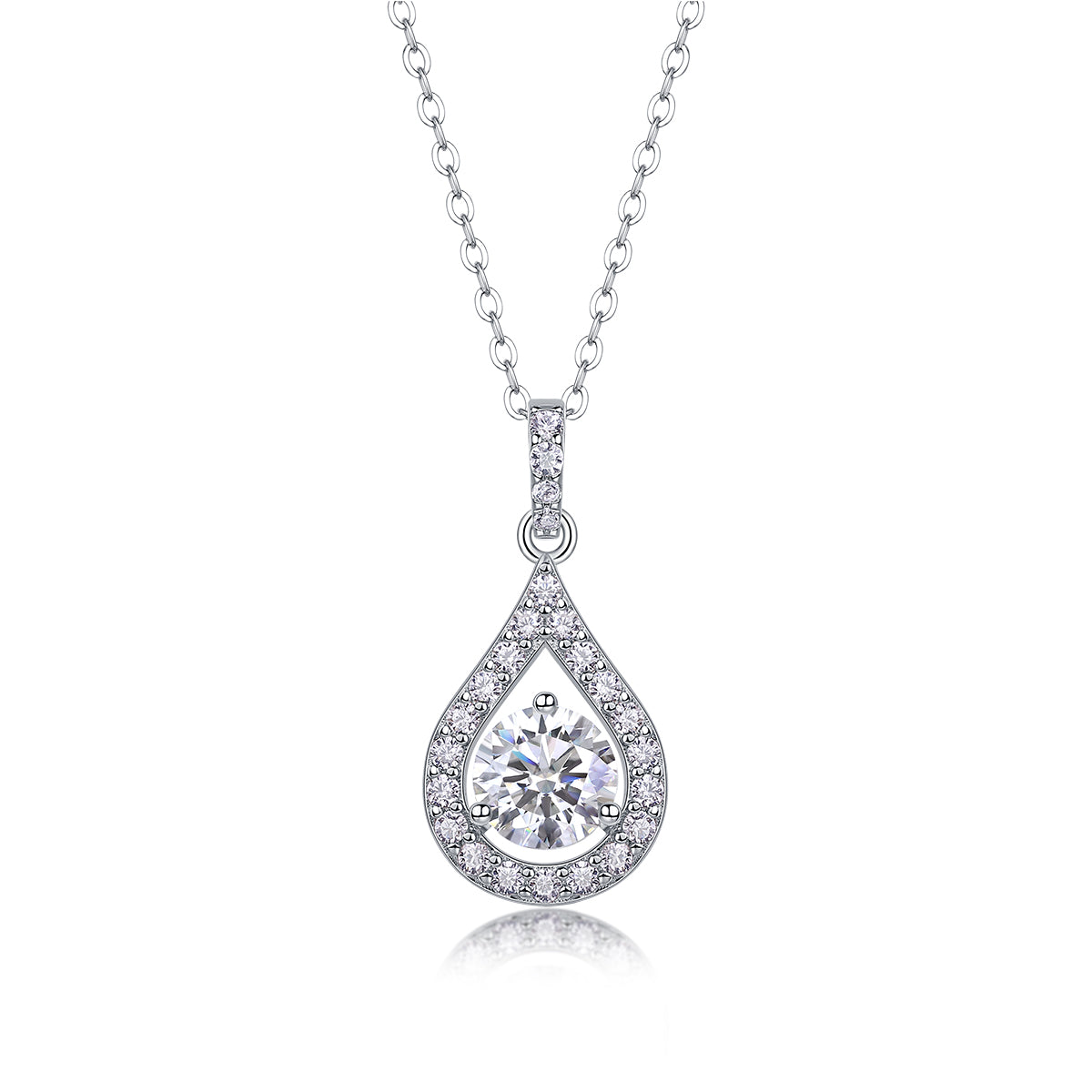 1Heart Charm Sterling Silver Necklace with 1-Carat Moissanite Pendant