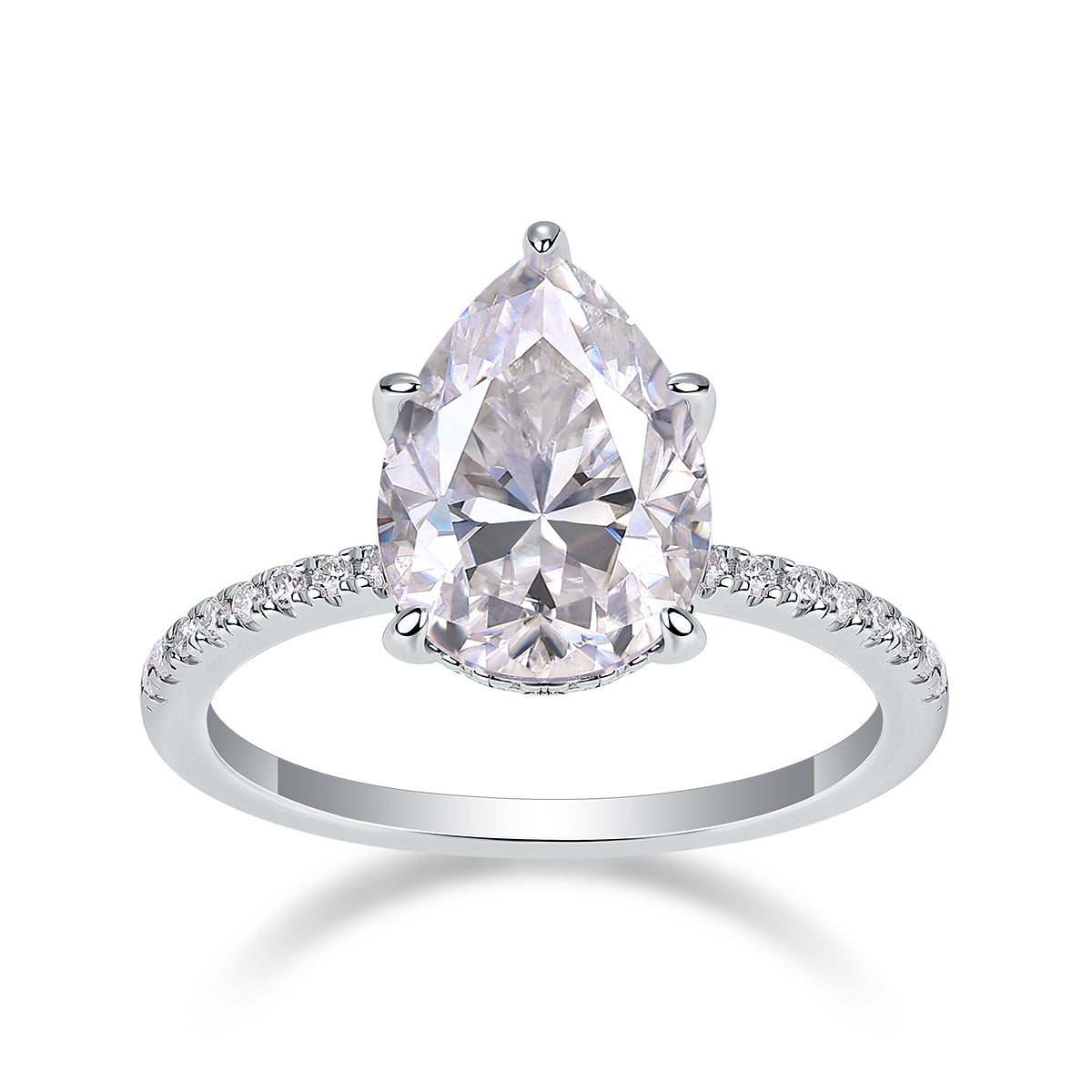 Pear-Shaped Moissanite Ring in S925 Sterling Silver Elegant Fashion Jewelry
