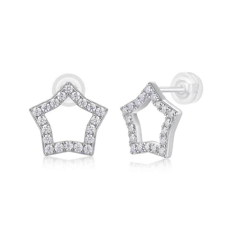 Star-Shaped S925 Sterling Silver Moissanite Stud Earrings Modern & Elegant - 4