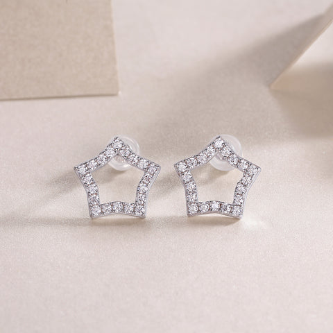 1Tonight New Star S925 Sterling Silver Moissanite Star-Shaped Stud Earrings