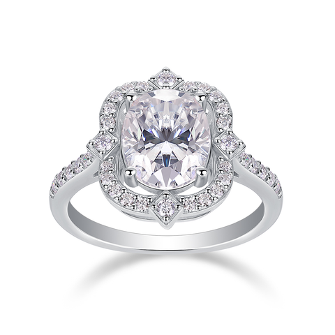 1Camellia Moissanite Ring Set in S925 Sterling Silver with Gold Plating