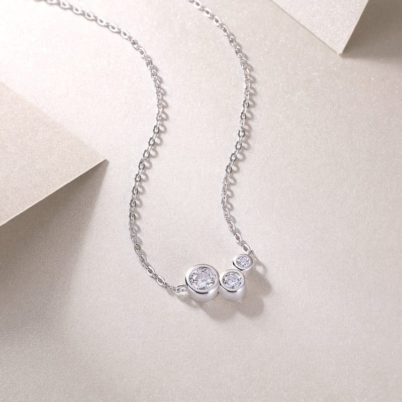 Luxury S925 Silver Moissanite Pendant Necklace 40cm - 2