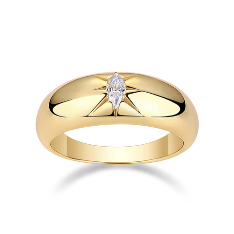 1Eight-prong Radiance S925 Sterling Silver Ring with Marquise Moissanite Accent