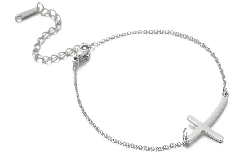 Minimalist Stainless Steel Cross Bracelet - 7