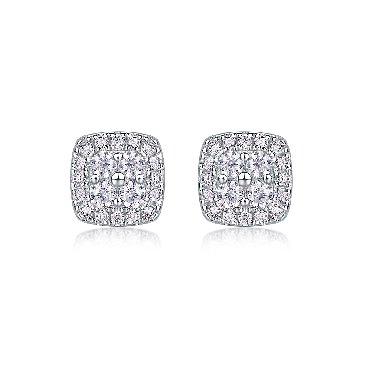S925 Sterling Silver Moissanite Stud Earrings Luxury Square Design