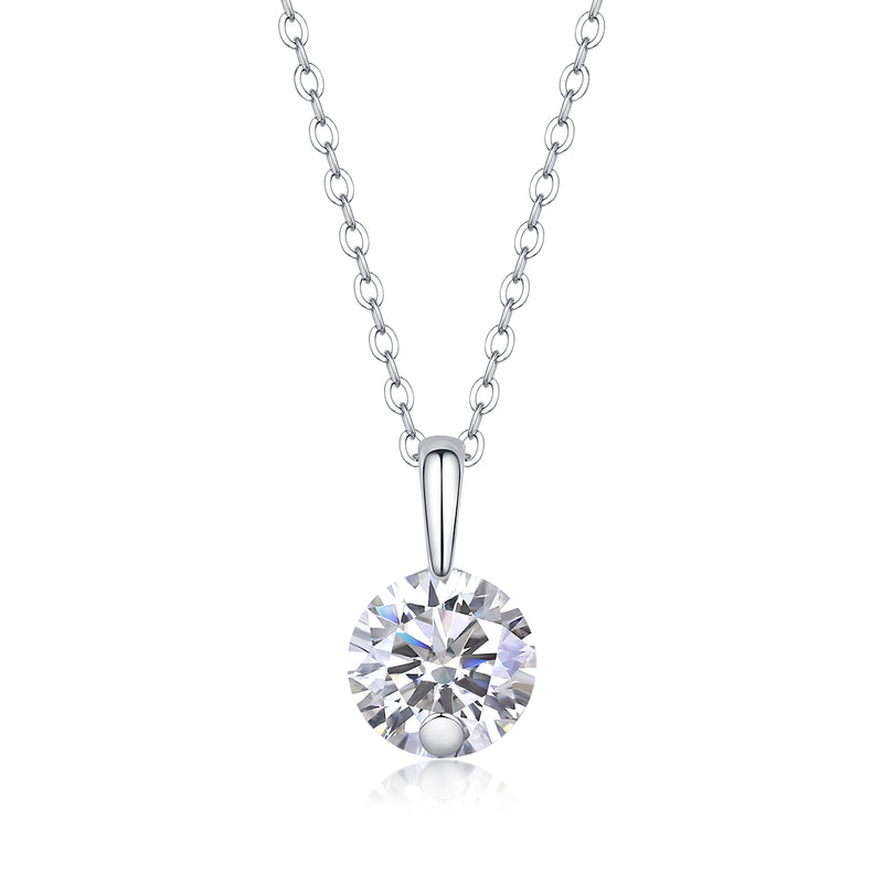2-Carat Moissanite Pendant Necklace in S925 Sterling Silver with Platinum Plating - 2