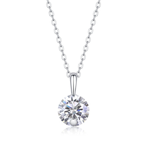 2-Carat Moissanite Pendant Necklace in S925 Sterling Silver with Platinum Plating