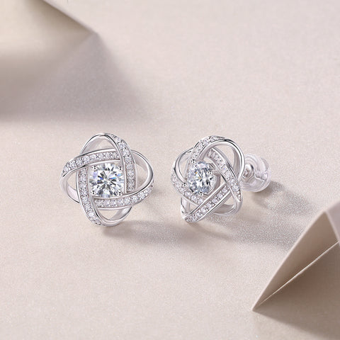 1Hope Beam S925 Sterling Silver Moissanite Stud Earrings Elegant Fashion Jewelry