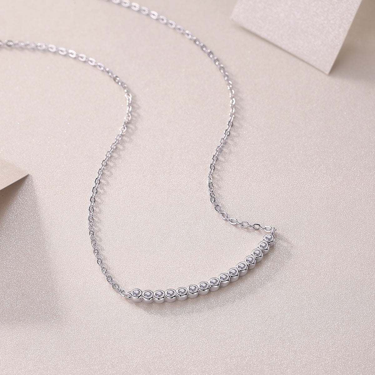 S925 Sterling Silver Moissanite Pendant Necklace Set Elegant Minimalist Design