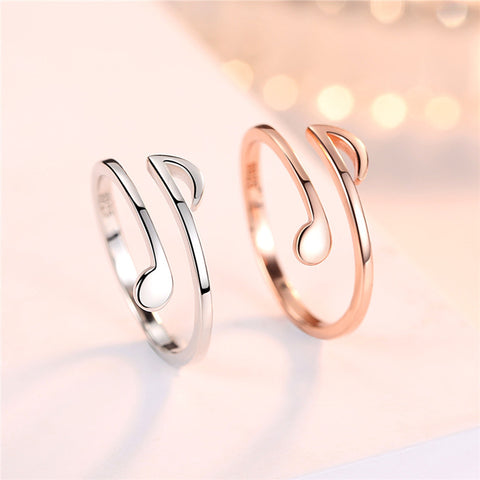 Adjustable Copper Music Note Rings for Women