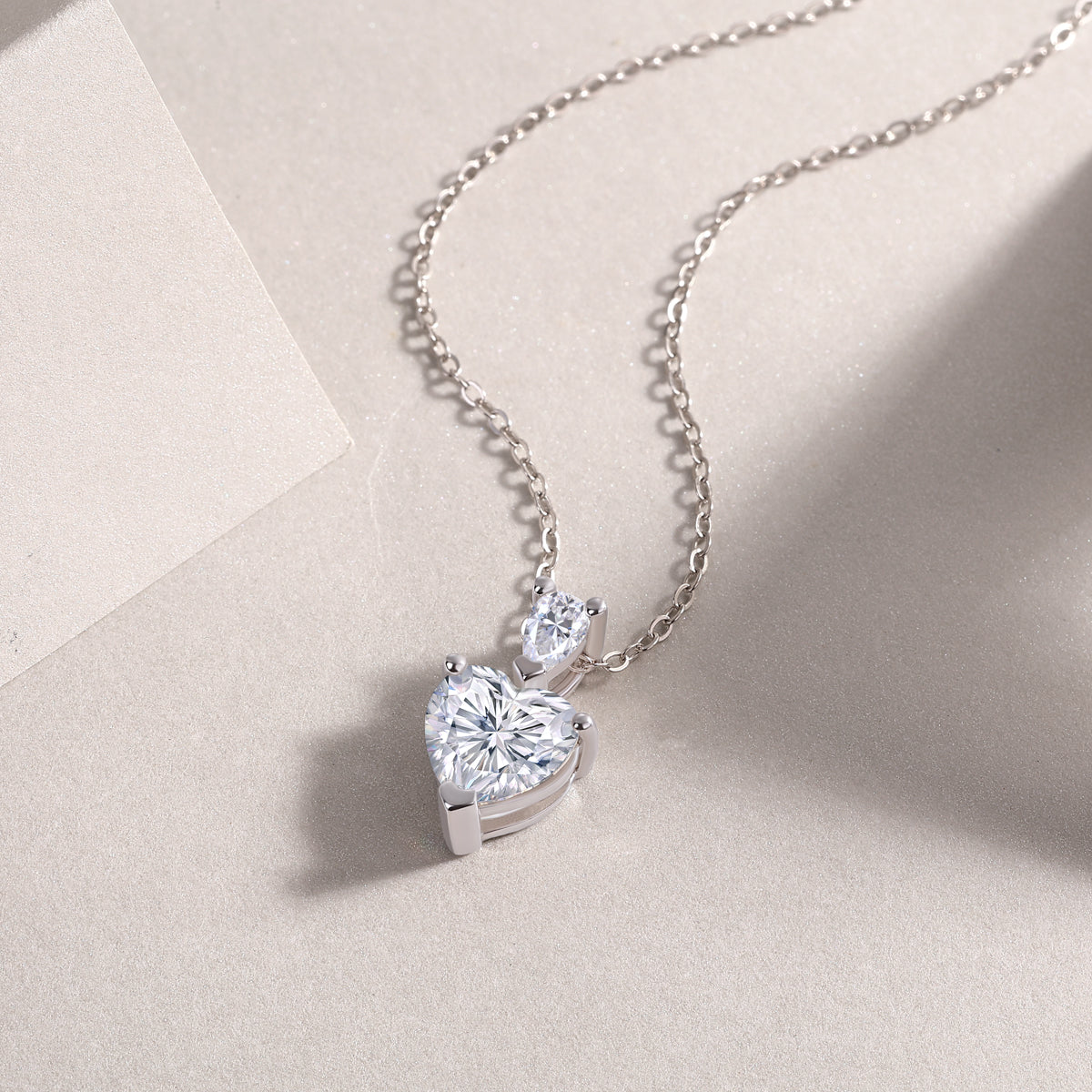 Heart-Shaped Moissanite Pendant Necklace in S925 Sterling Silver