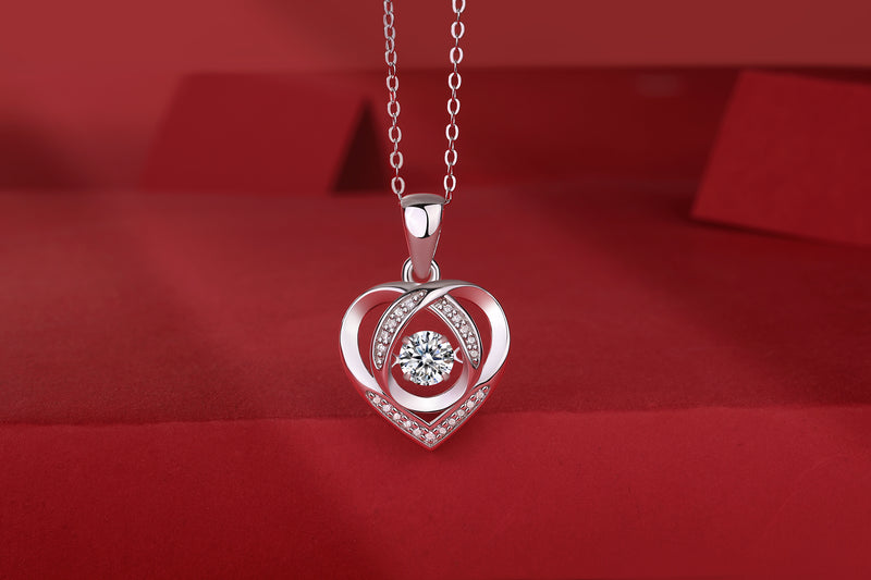 S925 Silver Heart Moissanite Pendant Necklace 40cm Elegant Modern Jewelry - 1