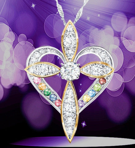 Love Heart Shaped Cross Alloy Pendant Necklace