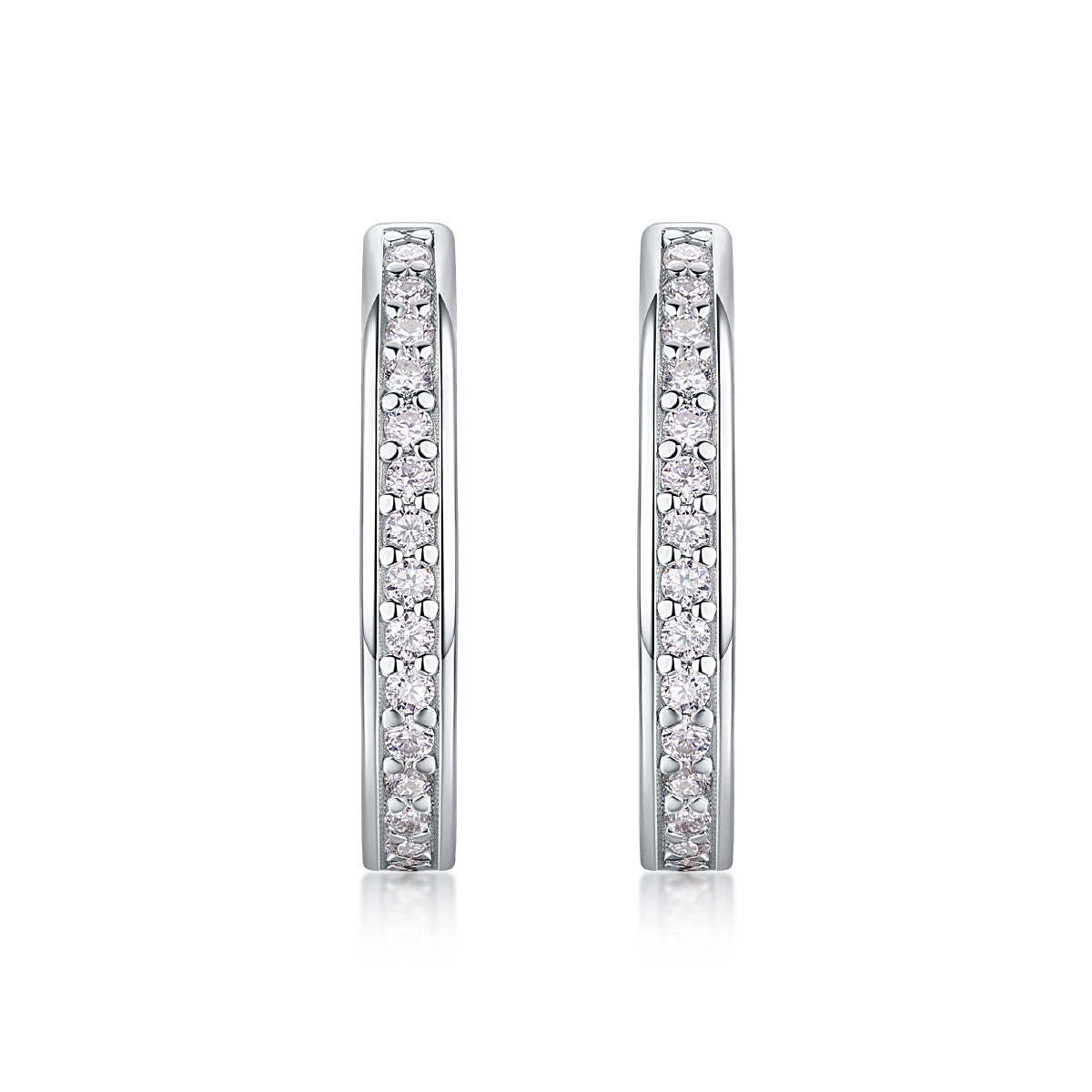 S925 Sterling Silver Moissanite Hoop Earrings Platinum-Plated Studs Elegant and Trendy